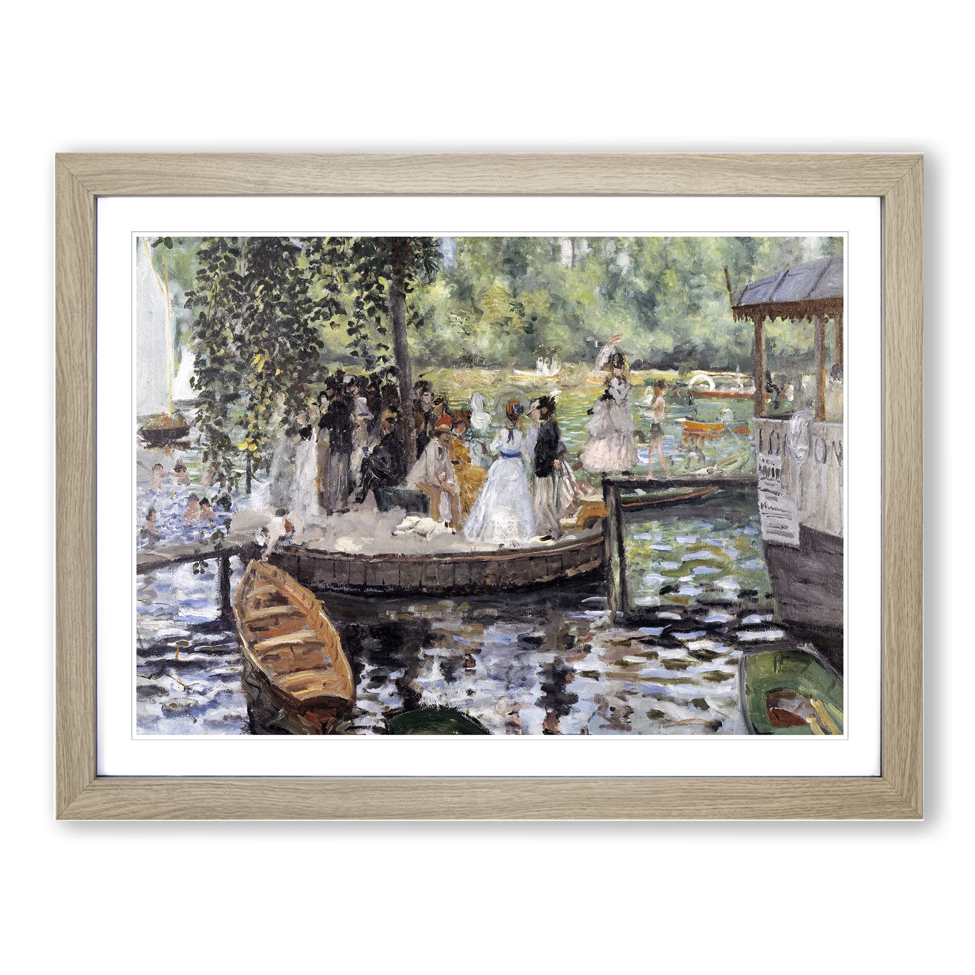 La Grenouillere By Pierre Auguste Renoir Classic Painting Framed Print | A4 Oak Framed Wall Art | Ready to Hang | Classic Historical Picture | Living Room Bedroom Lounge Office
