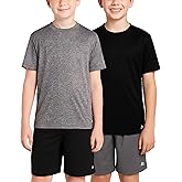 RBX Active Boys Short Sets - 4 Piece Dry Fit Performance Crewneck Short Sleeve T-Shirt and Shorts Boys Athletic Sets (8-20)
