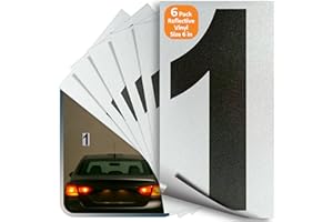 iSYFIX Black Vinyl Number 1 (One) Stickers - 6 Pack 6 inch - Premium Decal, Reflective Background, Pre-Spaced for Mailbox, Signs, Window, Door, Car, Trucks, Home, Business, Address, Indoor & Outdoor