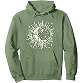 Vintage Festival Sun Moon and Stars, Celestial, Spiritual Pullover Hoodie