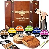 iEZZONE Cocktail Smoker Kit with Torch, Whiskey/Bourbon/Old Fashioned Smoker Kit with Torch,6 Flavor of Wood Chips,Orange/Apple/Oak/Cherry/Walnut/Mesquite,Birthday Gifts for Man,Husband,Dad(No Butane)