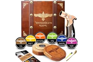 iEZZONE Cocktail Smoker Kit with Torch, Whiskey/Bourbon/Old Fashioned Smoker Kit with Torch,6 Flavor of Wood Chips,Orange/Apple/Oak/Cherry/Walnut/Mesquite,Birthday Gifts for Man,Husband,Dad(No Butane)