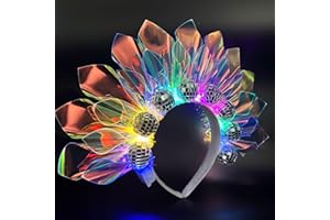 LaVenty Disco Ball Headband Light Up Crown Tiara Light Up Accessories Headpiece for Birthday Christmas Halloween New Year Eve Holiday