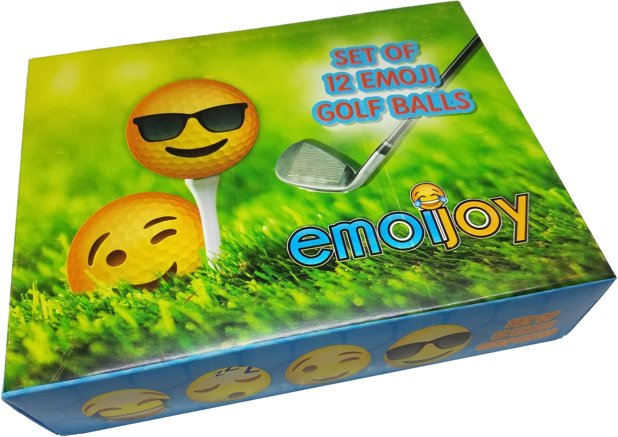 Emoji Golf Balls - Set of 12 Emoji Designs - Two Piece Solid core Construction Ball