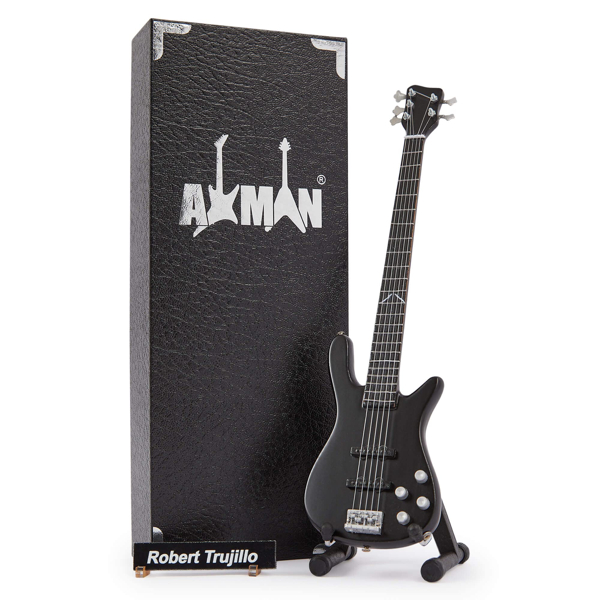 Robert Trujillo Miniature Guitar Replica - Music Gifts - Handmade Ornamental 1/4 Scale - Includes a Display Box, Name Tag and Miniature Guitar Stand