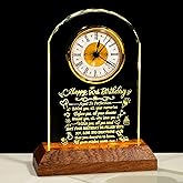 Arikyrist Happy 90th Birthday Crystal Clock Gifts for Men Women Turning 90 Birthday Quartz Clock Gifts with LED Wooden Light Base 90 Years Old Birthday Presents for Parents Mom Dad Home Decor