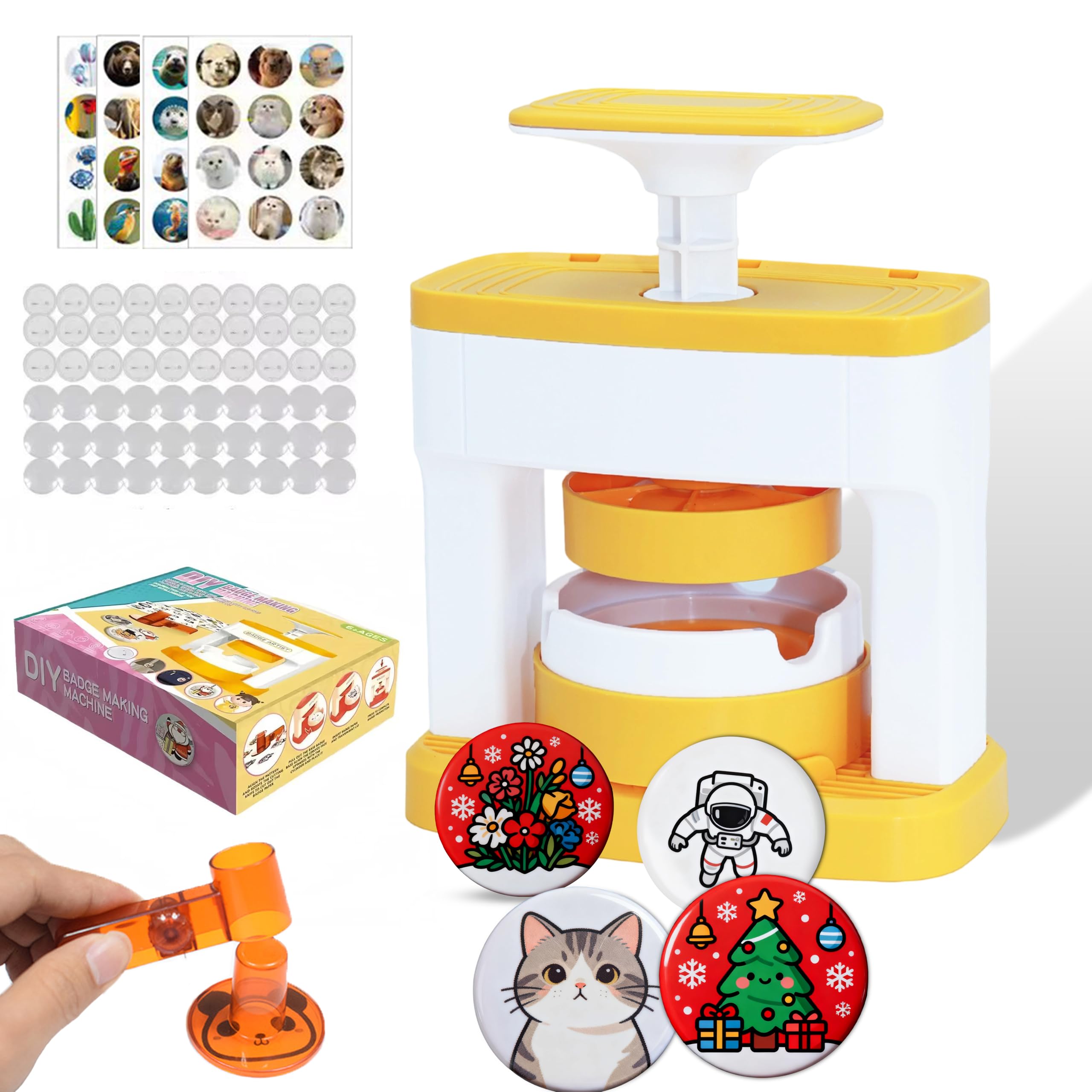 KEGOZ Badge Making Kit, Button Maker Badge Machine, Badge Making Enthusiast, 55mm Pin Badge Maker with 48 Button Parts & Circle Cutters, Button Making Machine for Enthusiast Birthday Christmas Gifts