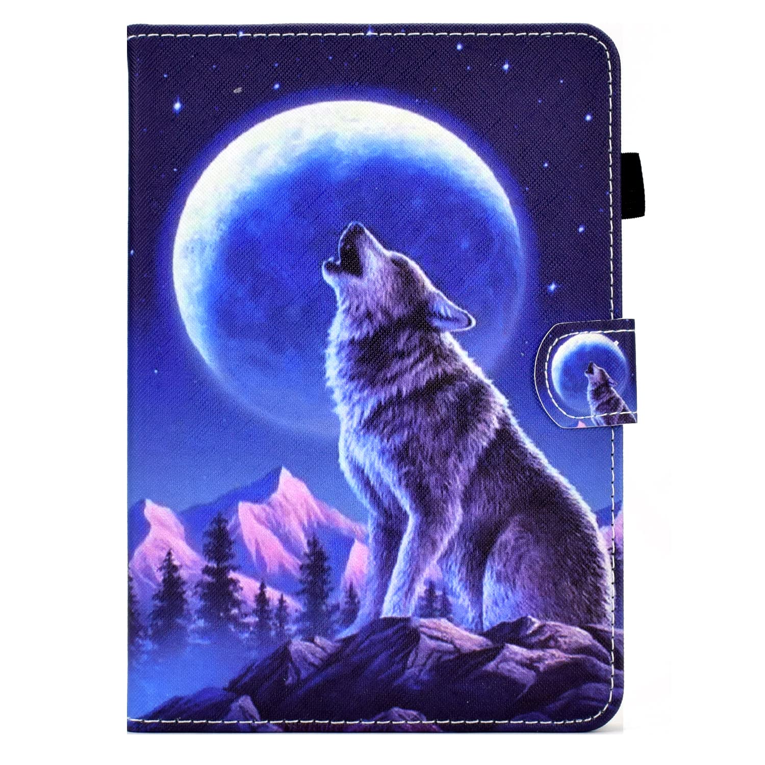 Bspring Case for iPad (A16) 11th / 10th Generation 2025/2022 10.9 Inch Soft TPU + PU Leather Cover, with Auto Wake/Sleep, Multiple Angles Stand Protective Case, Wolf