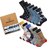 NKMOOS Mens socks size 10-13/9-11/13-15 Cotton Crew funny Colorful work dress socks for men 9-12 gifts for him 6/12 Pairs