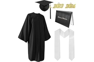 YIIOSS Unisex Matte Graduation Gown Cap Tassel Set 2023 for High School and College