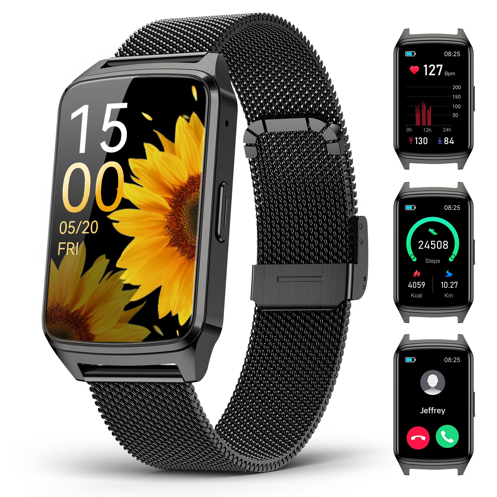 Photo 1 of ChronArk Fitness Tracker Watch for Women Men, Step Counter Compatible with iPhone Android, IP68 Waterproof Activity Tracker with Sleep Monitor, 110+ Sports Pedometer (ObsidianBlack, 1.57)