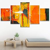 SIGNWIN 5 Panel Canvas Wall Art Modern Art Abstract Brushstroke Closeup Expressionism Expressive Modern Multicolor Oil Painting for Home Decorations Ready to Hang - 60
