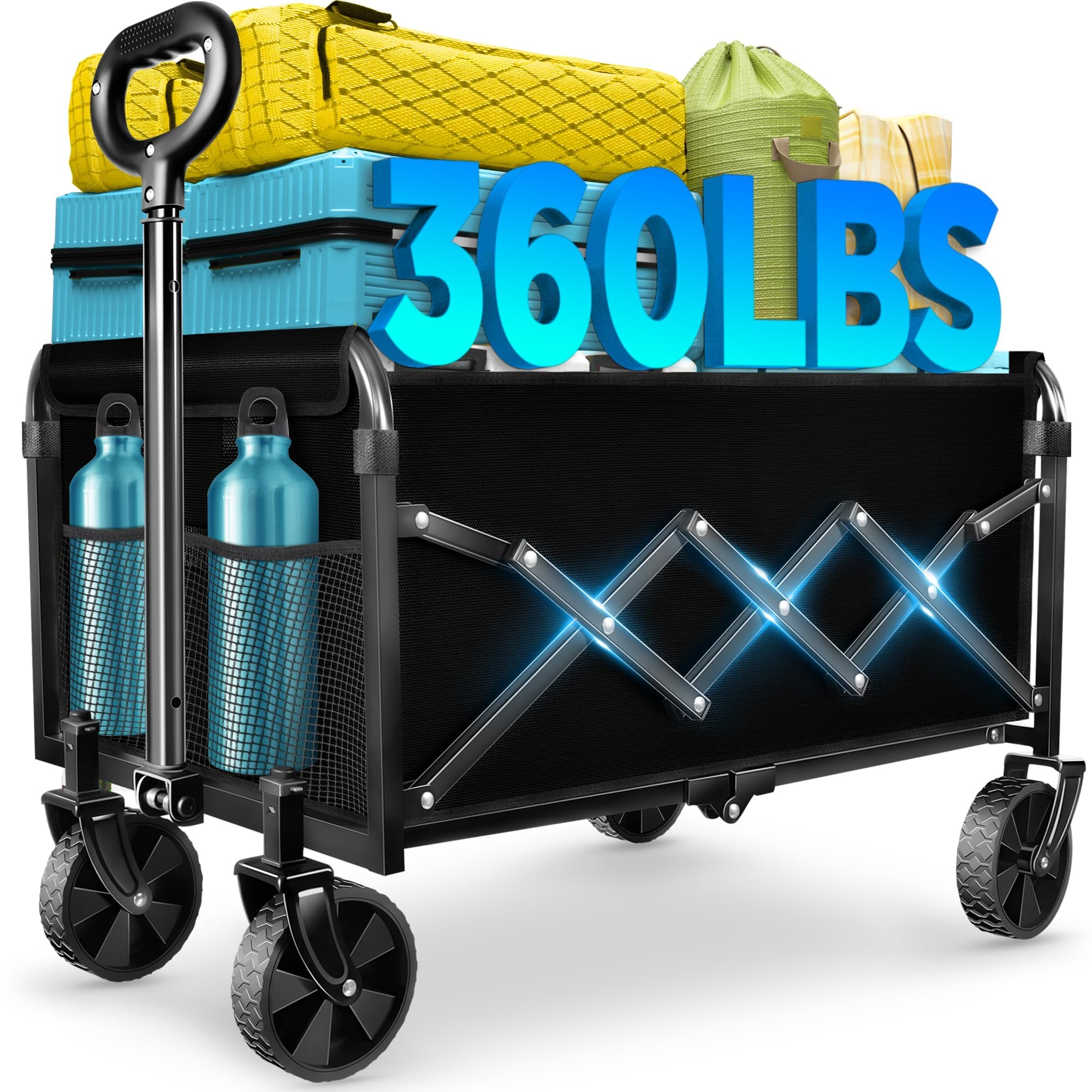 Photo 1 of **UNTESTED**
Wagons Carts Foldable - Collapsible Wagon Cart with Wheels Foldable - Utility Folding Wagon Cart for Sports Camping Grocery, Black