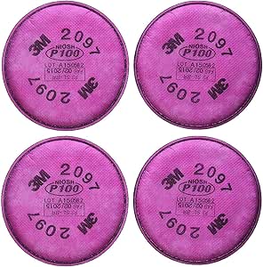 3M 2097 P100 Particulate Filter with Organic Vapor Relief, 2 Pairs (4 Filters)