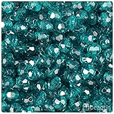 BeadTin Dark Teal Transparent 8mm Faceted Round Plastic Craft Beads (450pcs)