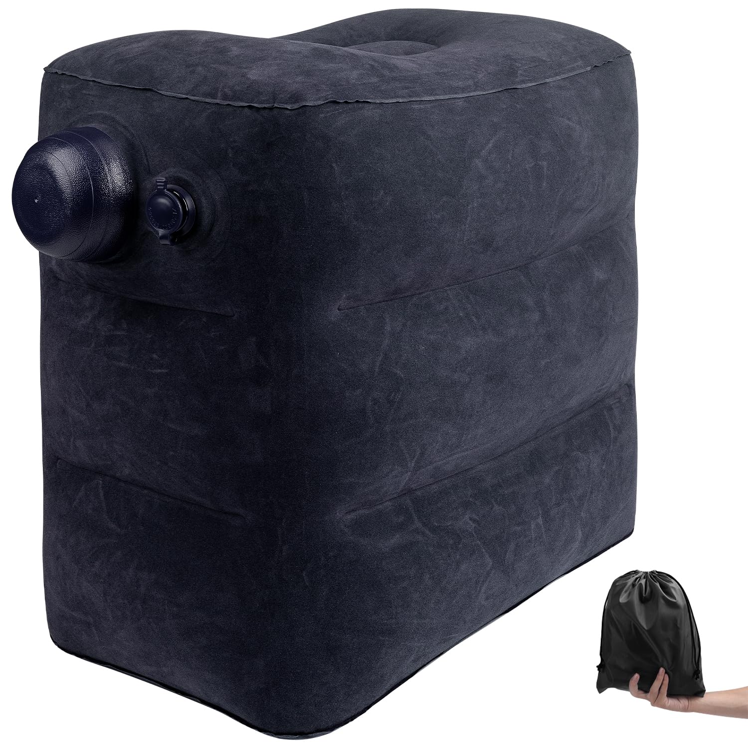 Photo 1 of 1 Pack Inflatable Travel Foot Pillow,Inflatable Leg Pillow Outdoor Stool, Adjustable 3 Layers Height Leg Rest Pillow for Airplane, Office, Home, Trains, Cars (1Pack Navy)