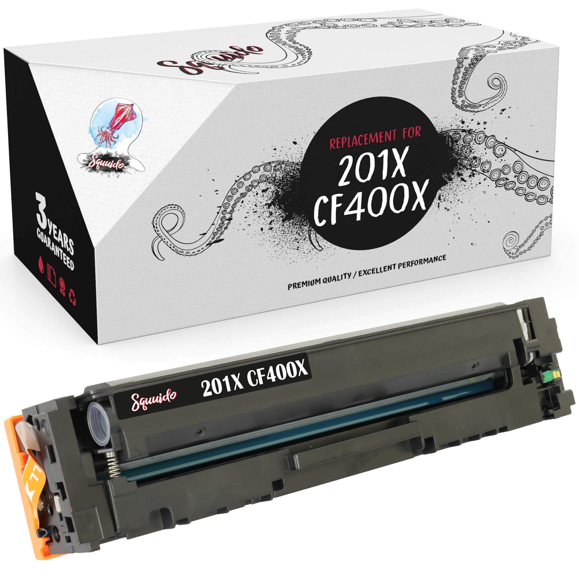 Squuido black toner cartridge 201X CF400X compatible with HP Color LaserJet Pro MFP M277dw M277n M274n M252dw M252n | High Yield 2800 pages