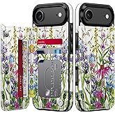 Goodon for iPhone Air Case Wallet - Flip Folio Leather Cover with Trendy Floral Design, 3 Card Slots & Kickstand Function, Stylish Protective Phone Case for iPhone 17 Air - Blooming Wildflowers