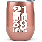 KLUBI 60th Birthday Gifts for Women - 21 With 39 Years Experience Gifts 12oz 60th Birthday Wine Tumbler 60th Birthday Decorations Women Gift Turning 60 th Birthday Gift Funny Mug
