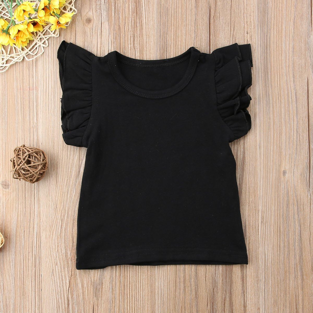 Infant Toddler Baby Girl Top Basic Plain Ruffle T-Shirt Blouse Casual Clothes: Clothing