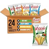 Sensible Portions Veggie Straws - Garden Snacks Variety Pack, Sea Salt, Ranch, Cheddar, Apple Cinnamon, Gluten Free Bulk Snacks, 1 Oz (Pack of 24)