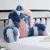Jillche Bed Fluffy Fur Reading Pillow for Adults & Kids Unisize, Stylish Back Pillow for Bed Sitting Up, Bed Chair Pillow with Arms, Adorable Gift for Teens, Bed Rest Sit Up Back Support Pillow