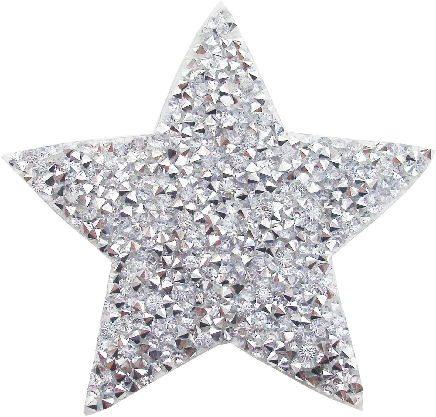 3pcs Fashion Crystal Star Patches with Rhinestone Embroidered Iron On Patch for Clothing Sticker Badge Paste for Clothes Bag Pants (3.15")