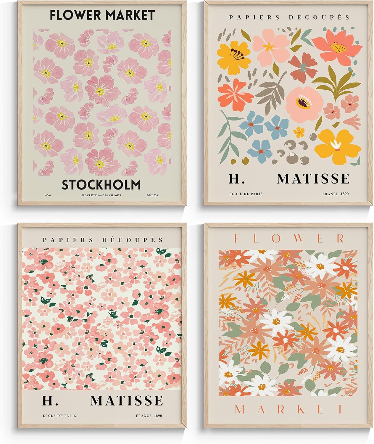 Wall Décor - InSimSea Flower Market Wall Art Posters Prints, 11x14in Flower Pictures for Bedroom Wall Decor, Floral Wall Art Decor for Living Room Bedroom (UNFRAMED)