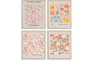 InSimSea Flower Market Poster Wall Art Prints Set - Danish Pastel Aesthetic Room Decor Posters, Vintage & Flower Prints Wall Art for Living Room Bathroom Decor (UNFRAMED, 8X10in)…