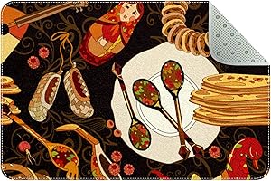 Doormat Entrance Door Mat Russian Doll Cuisine Food Pattern Decorative Non-Slip Floor Mat 24