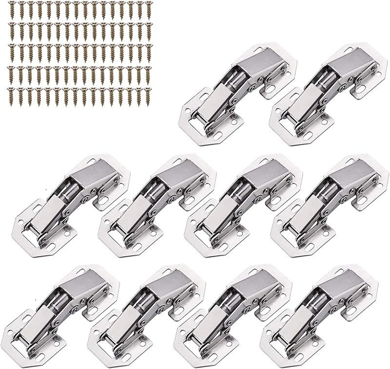 Bohaner 10 Pack Soft Close Cabinet Hinges Full Overlay Kitchen Cupboard 80