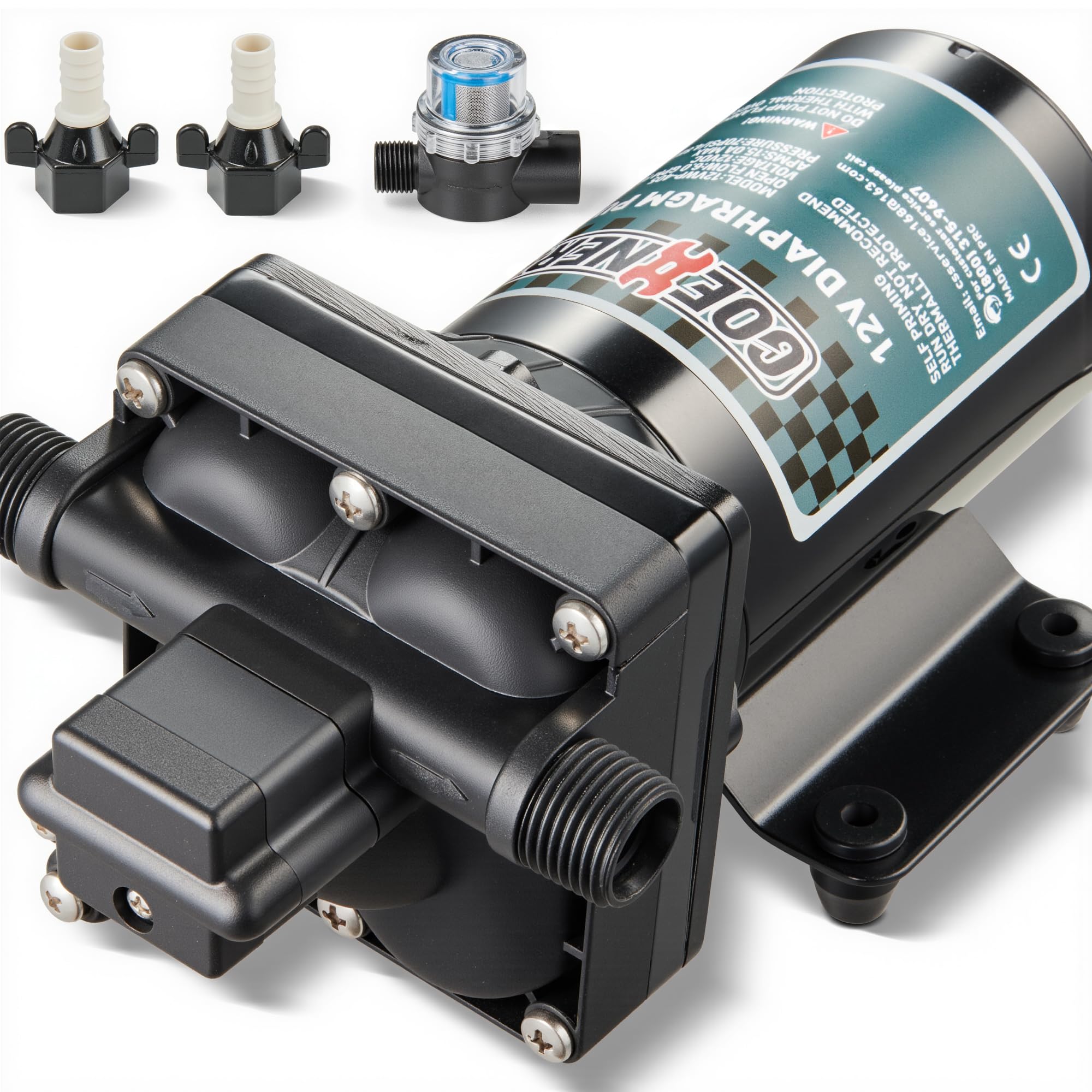 Photo 1 of [Upgraded Version] RV Fresh Water Pump, 12V DC Water Pump, 6GPM 70PSI Self-Priming Diaphragm Pump with Pressure Switch and Strainer for RV, Marine, Yacht, Caravan