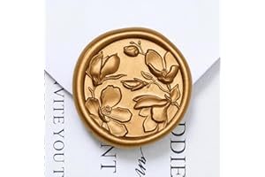 UNIQOOO Wax Seal Stickers - 3D Magnolia Wedding Invitation Envelope Botanical Seal Stickers, 50 Pcs Self- Adhesive Antique Go