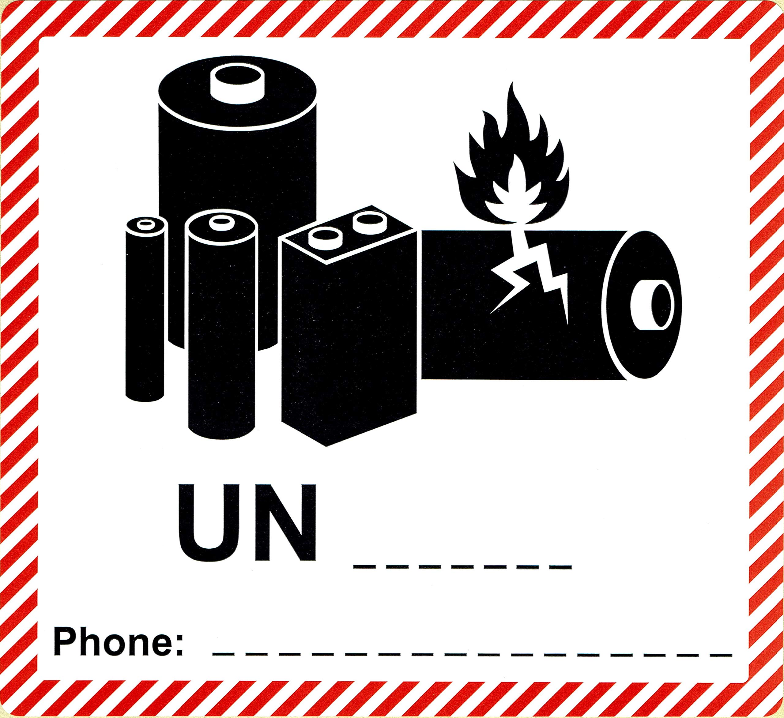 BT-Label 250 Dangerous Goods Labels 120 x 110 mm UN Class to Write on Yourself (e.g. 3481, 3480, 3090, 3091) without Telephone/UN No. - Print: Lithium-Ion Battery