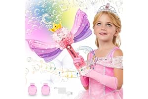 LINKOWIN Bubble Wand Toys for Kids, Bubble Machine with Light & Music,Outdoor Paty Birthday Toys for Girl,Rechargeable Bubble Toys with 2 Bubble Solutions,Best Gifts for 3 4 5 6 7 8 Years Old Girl