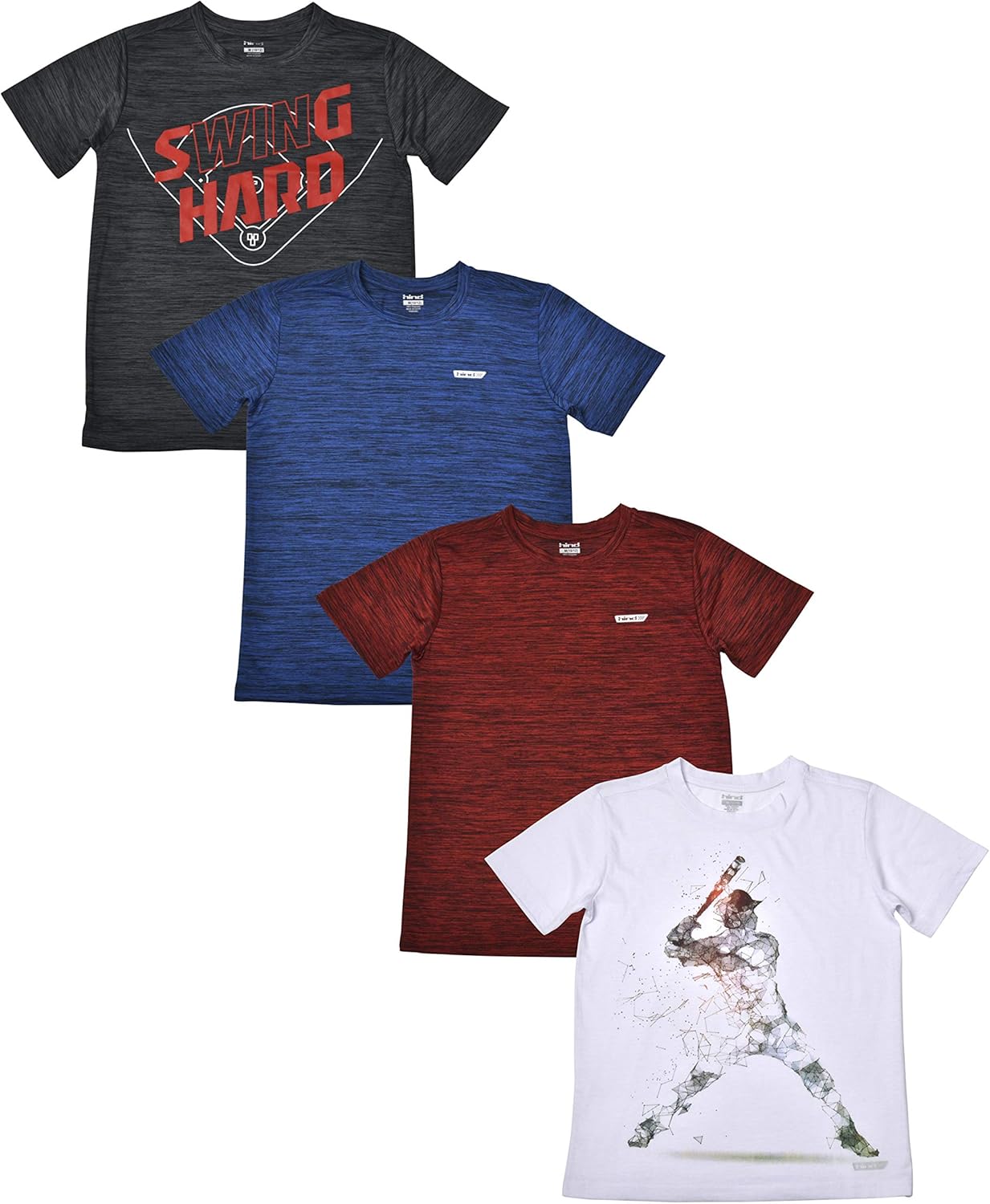 Hind 4-Pack Boys Youth Quick-Dry Breathable Performance Active Athletic T Shirts: Clothing