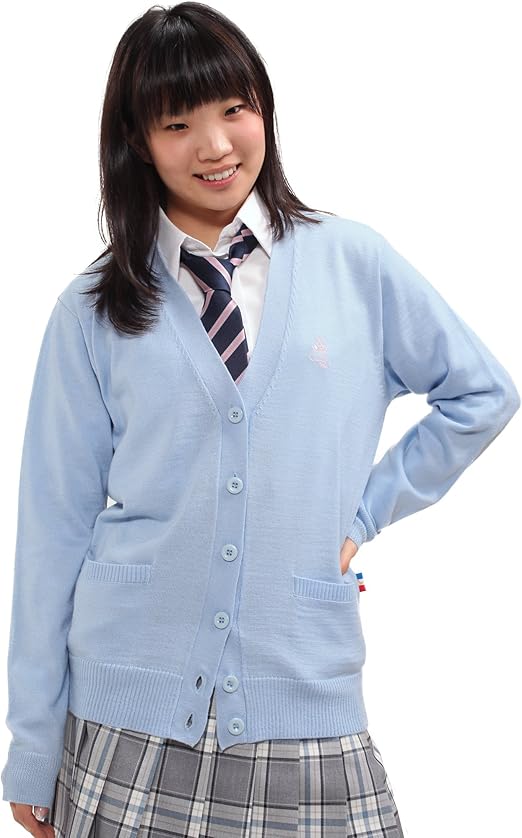 Amazon Co Jp Chocola Sucre ショコラ シュクレ スクールカーディガンch Kn03 ブルー Mサイズ 服 ファッション小物