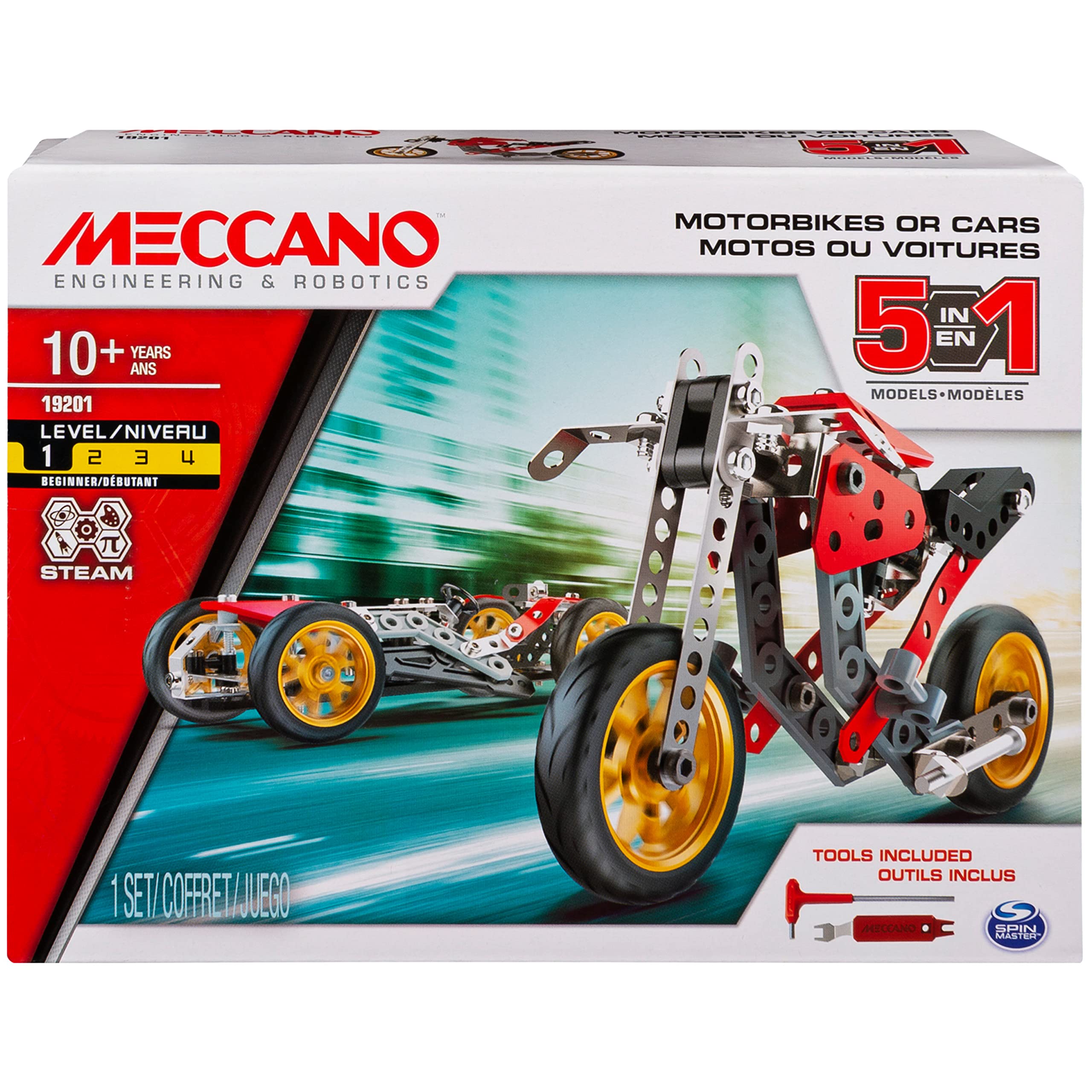 Meccano MEC MDL 5in1 St Fighter Bike CN UPCX GML, 6053371, Multicolour