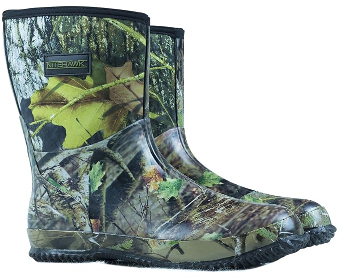 Nitehawk Camouflage Neoprene Fishing/Hunting Half Height Wellington