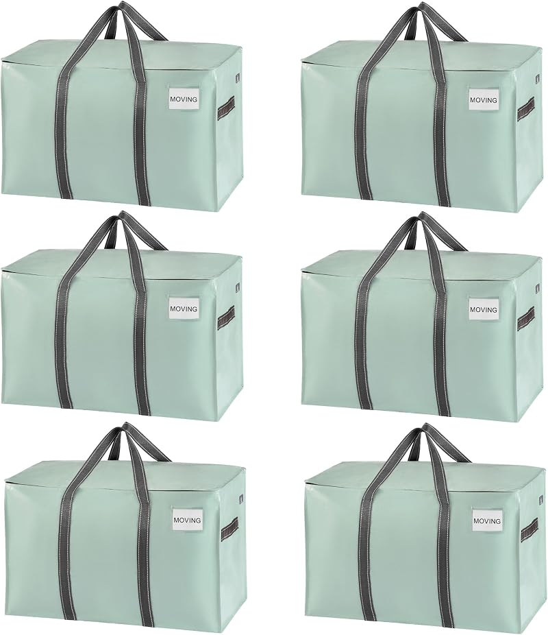 VENO 6 Pack Moving Bags Large Christmas Storage Bins with Lids