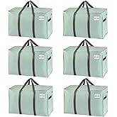 VENO 6 Pack Heavy Duty Moving Bags, Extra Large Storage Bags with Reinforced Handles & Strong Zippers, Foldable & Reusable Moving Box Alternative for Clothes & Dorm Storage
