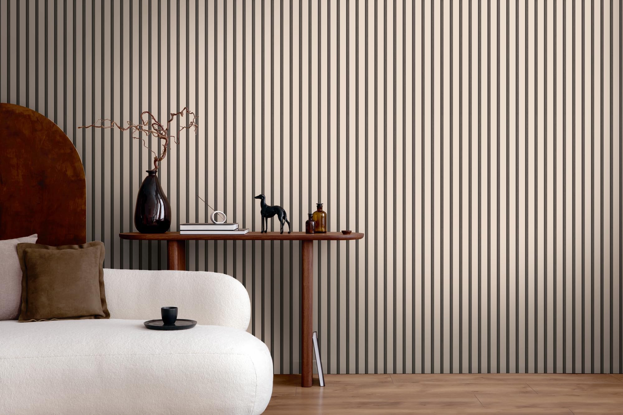 A.S. Création Non-Woven Wallpaper with Wood Panel Design in Greige, Black – Country Style Wallpaper in Wood Look 10,05 m x 0,53 m Black – 786283