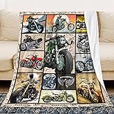 Motorcycle Blanket Gifts for Men and Women, Unique Soft Throw Blanket Gifts for Motorcycle Lovers, Cool Funny Cozy Warm Comfy Plush Flannel Throw Blanket for Sofa Couch Bedroom Livingroom 50"X40"