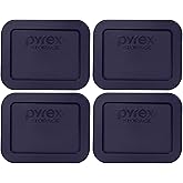Pyrex 7213-PC 1.9 Cup Dark Blue Rectangle Plastic Food Storage Lid - 4 Pack