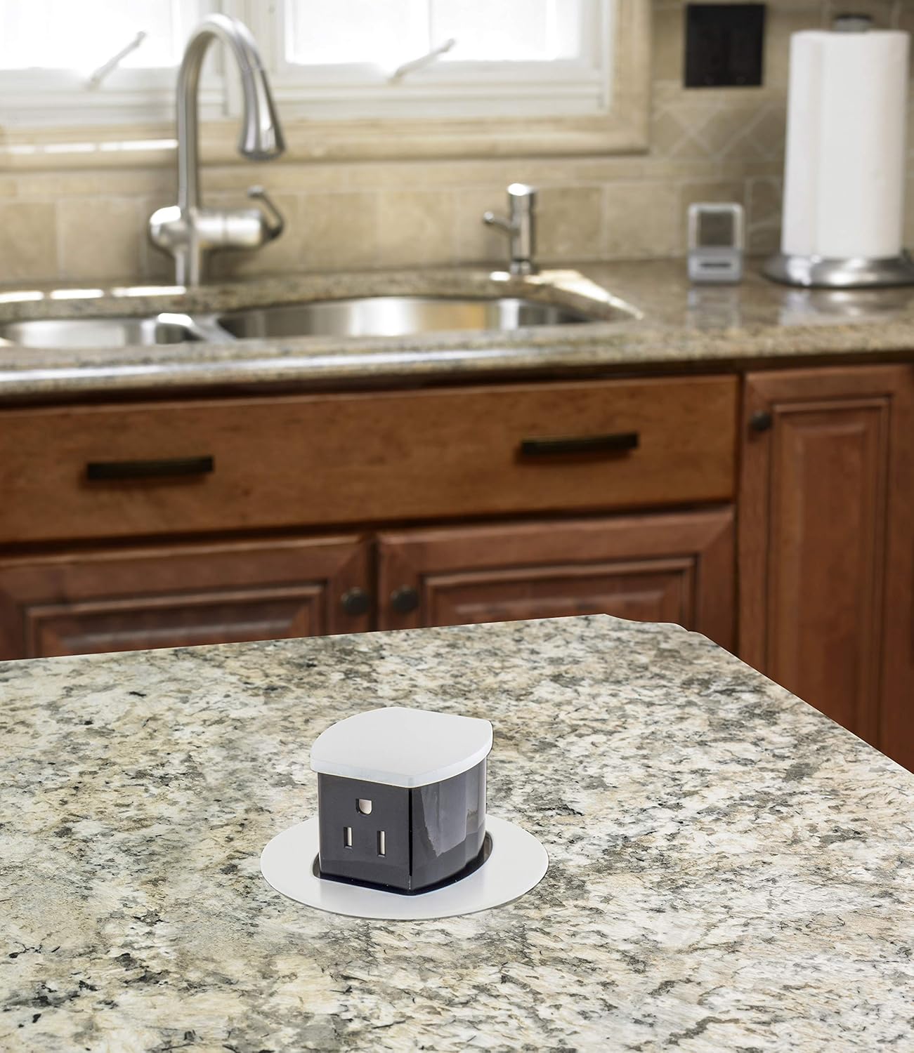 Bryant Electric RCT201W 15A 125V Tamper Resistant Pop-Up Countertop Receptacle Surface Mount, 15 Amp, Powder Coated White - - 