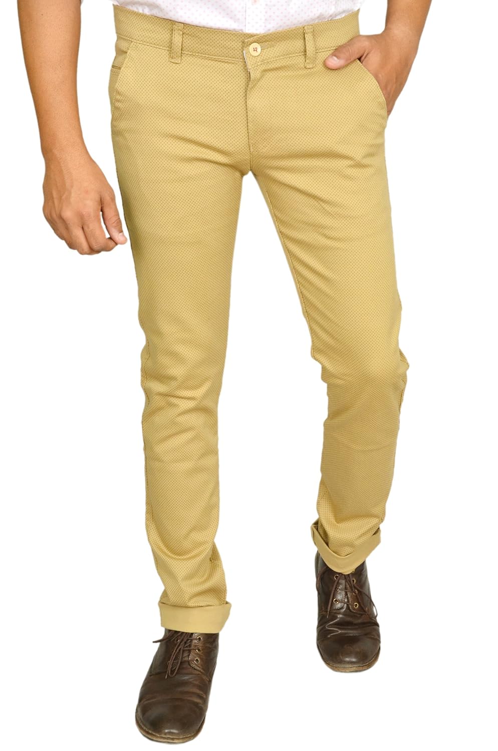 square men's narrow fit cotton lycra blend casual printed chino trouser pants (1857)