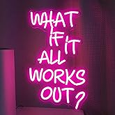 Allball What If It All Works Out Neon Sign, USB Powered Dimmable LED Dreamer Decor, For Office Bedroom Game Room Reading Room Dreamer Provide Inspiration Motivational Neon Light Wall Decor(16.1*10.8in)