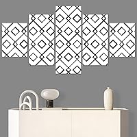 SIGNWIN 5 Panel Canvas Wall Art Modern Art Decorative Elements Fun Geometric Mixed Media Multicolor Patterns for Home Decorations Ready to Hang - 60