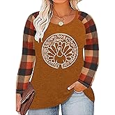 Plus Size Thanksgiving Shirts for Women Thankful Grateful Blessed Shirt Leopard Pumpkin Tshirt Fall Shirt