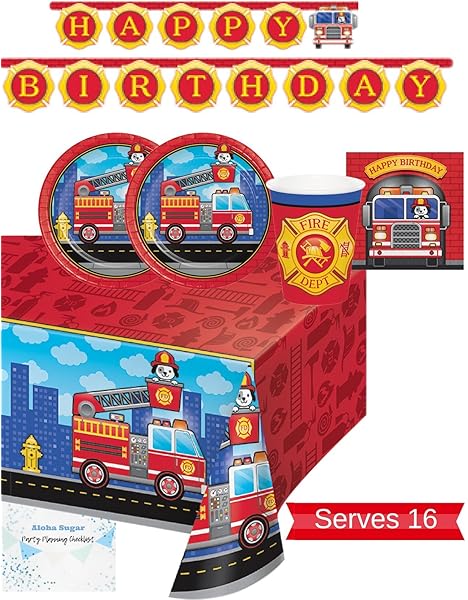 Amazon Com Fire Truck Party Supplies Plates Napkins Cups